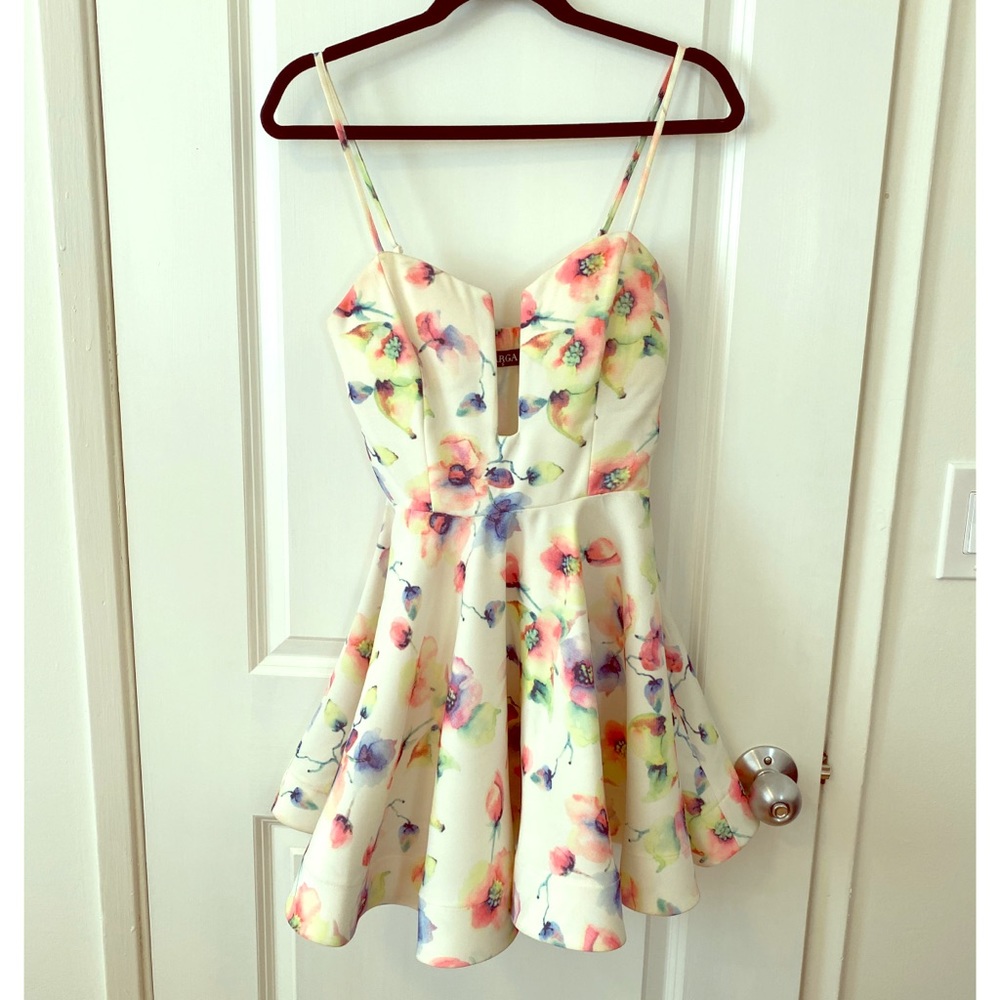 Floral print flirty cocktail dress